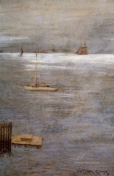 ボート Painting - 錨の帆船 印象派 ウィリアム・メリット・チェイス